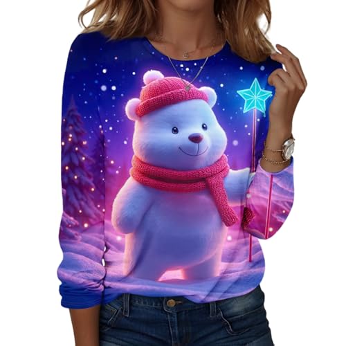 Weihnachtspullover 4XL Elegante Schneemann Vintage Weihnachtskleid Große Größen Damen Elegant Lustig Women Festlich Rentier Licht Costume Women...