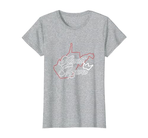 Almost Heaven | West Virginia Map | American USA State T-Shirt, Women, Heather Grey, Large