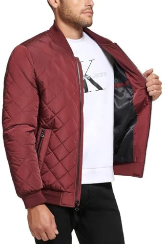 Image of Calvin Klein Men's Ribbed Collar Quilted Bomber Jacket