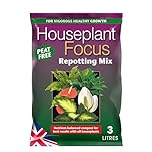 Houseplant Focus Repotting Mix, 3L - Growth Technology Potting Soil for Indoor Plants - Peat-Free Compost Soil - Professional Grade House Plant Food, Brown