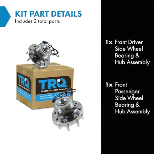 Image of TRQ 2 Piece Front Wheel Bearing & Hub Assembly Set for 2007-2010 Chevrolet Silverado 2500 HD Silverado 3500 HD 2007-2013 Suburban 2500 GMC Sierra 2500 HD Sierra 3500 HD Yukon XL 2500 2008