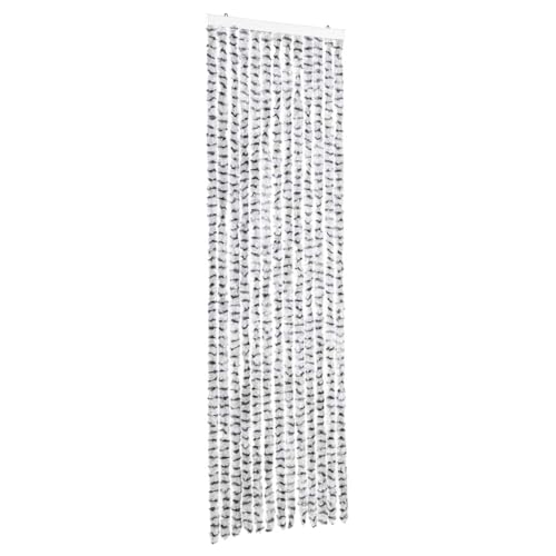 vidaXL Cortina Antimoscas, Persiana de Moscas Mosquitos, Puerta contra Insectos, Protección para Casa, Chenilla Gris Claro y Gris Oscuro 56x200 cm