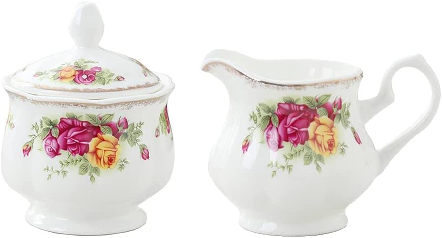 OTENG Keramik Zucker Schüssel, Set aus Keramik-Milchkännchen und Zuckerdose, Retro-Kaffee-Servierset(7.5 * 7.5cm)
