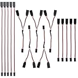 QIMEI-SHOP Cable de Extension Servo 3 Pines RC Servo Extensión Macho y Hembra JR Receptor Enchufes Conectores para Coche de Avión Teledirigido 10 cm/30 cm 15 Piezas