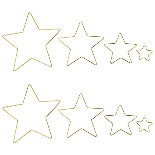 NUOBESTY 4Pcs Dream Catcher Metal Rings Star Shaped Dreamcatcher Metal Hoops Gold Macrame Ring for Crafts,Macrame,Wedding Wreath Macrame Supplies Macrame Supplies