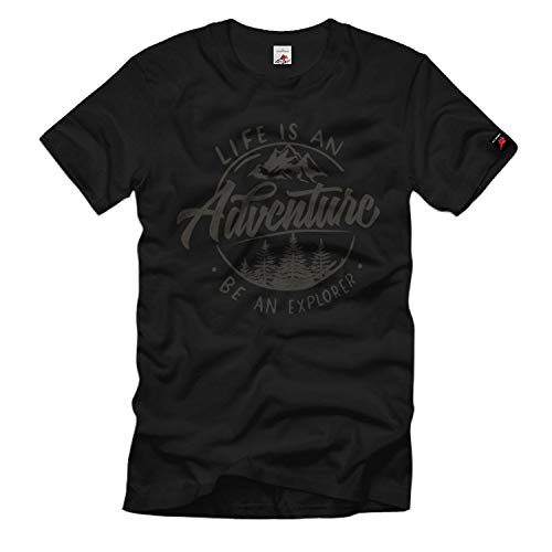 T-shirt Live is an Adventure imprimé wilderness noir XXXXX-Large coton robuste