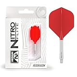 RED DRAGON Darts – Nitro Flite Integrada Sistema de Vuelo y Eje – No.2 Forma y diseño – Blanco & Rojo Color, Longitud Media