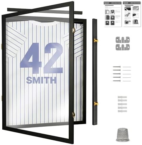 Flybold Jersey Frame Display Case - Matte Black Shadow Box for Football, Basketball, Baseball, Hockey Jerseys - 98% UV Protection - 31.25 x 23.25 in Wall Mount T Shirt Frames for Sports Memorabilia