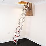 BPS Access Solutions Unique 2.74m (9') (10 Tread) Concertina Loft Ladder - Superb compact design with Rubber Coated Non Slip Treads