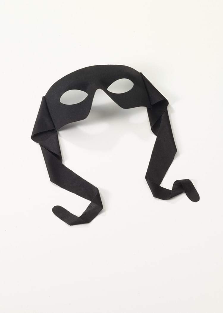 Rubie'sRubie's Adult Fabric Eye Mask with Ties Venetian Mardi Gras Half Mask, Black for Themed Parties and Halloween