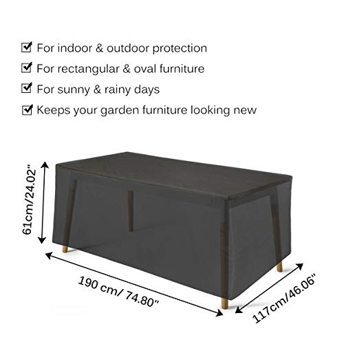 Gemitto Outdoor Patio Furniture Cover, 420D Heavy Duty Waterproof Patio Table Covers, Wind Dust Proof Anti-Uv Durable Protective Covers For Bad Weather Rain Winter Snow(74.8X46X24 Inch) #TOP5