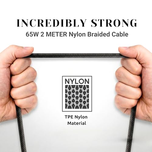 Image of PHILIPS DLC4160CB /94 65W Type-C to Type-C Fast Charging Cable (2m, Bright White) | Nylon Braided | Compatible with iPhone 15+ Series, USB-C iPad Models, Samsung Galaxy & All Type C Devices