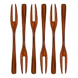 Enkrio Wooden Forks Reusable Set of 6 Small Forks Japanese Style Wood Salad Forks Appetizer Cocktail