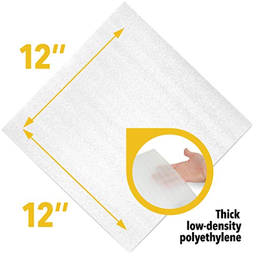 12" x 12" Foam Wrap Sheets for Packing Shipping Moving Supplies, Dishes - Cushion Foam Wraps are a Good Alternative to Bubble Packing Envelopes & Moving Paper - Great Wrap for Moving Boxes - 100 Pack - Thumbnail 2