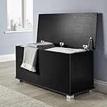 Home Source Ottoman Storage Toy Chest Bedding Blanket Box, Black, 99cm