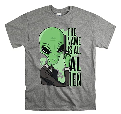T-shirt unisexe The Name is Alien gris taille L vêtement homme femme mode