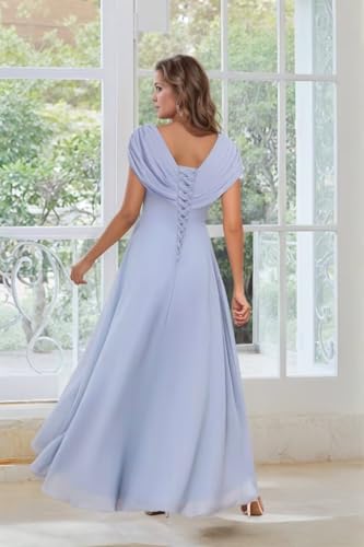 Mother of the Bride Dresses for Wedding Lace Appliques Chiffon Formal Dress Cap Sleeve He60543