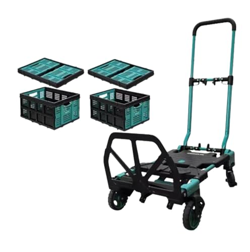 Carretilla plegable con cesta y 4 ruedas, capacidad 150 kg miniatura 1