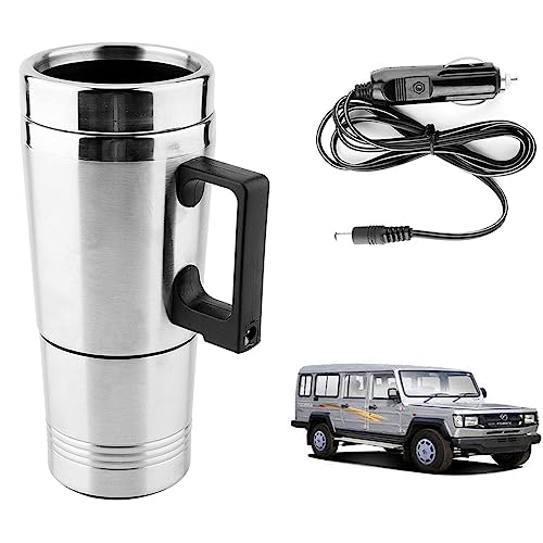 Image of Oshotto 12V Stainless Steel Car Heating Kettle /Mug, Travel Friendly electric Tea /Coffee maker Compatible with Force Trax Cruiser (300ml) - Silver