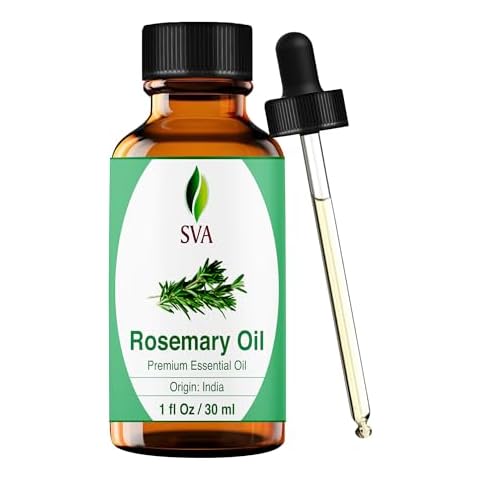 SVA Rosemary Essential Oil – 1 Fl Oz – 100% Natural Rosemary Oil for Hair, Face, Skin Care, Diffuser, Aromatherapy, Scalp, Body Massage, Soap and Candle Making – with Dropper Cover