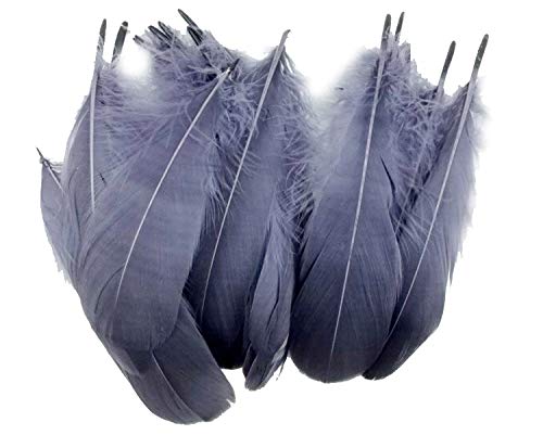 Colorful Goose Feathers, for DIY Craft Wedding Home Party Decorations 50pcs/Pack/ (4-7.8 inch) (Gray)