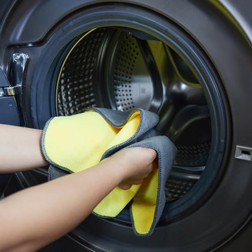 Image of Amazon Basics Pack of 2 Microfiber Cleaning Cloth | 800 GSM | Ultra Soft | Super Absorbent | Reusable | Multicolor| 40cm X 40cm