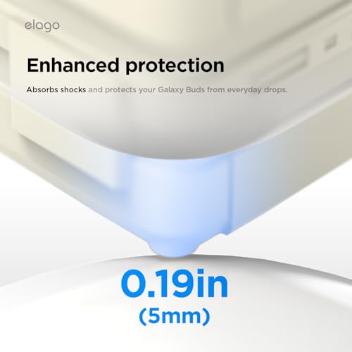 Image of elago Cassette Tape Compatible with Samsung Galaxy Buds 4 Pro Case & Galaxy Buds 4 Case, Carabiner Included, Full Protection, Headphone Accessories, for Men, for Women (Classic White)