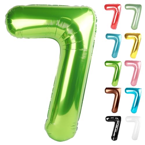 Light Green Number 7 Balloon 40 Inch - 7th Balloon Number Decorations