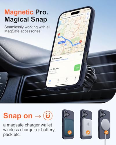 Image of Magnetic for iPhone 17 Case,Shockproof Matte Cover,Deep Blue | with Screen Protector,Compatible with MagSafe,Military Grade Drop Protection,Full Camera Protection,Non-Slip Design Case