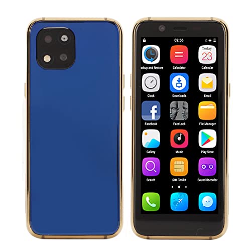 Mini Teléfono Inteligente, Pantalla IPS de 3,5 Pulgadas, Desbloqueo Facial, Teléfono Móvil 4G, 3 GB de RAM, 32 GB de ROM, Llamada Dual SIM 4G, Cámara Dual, MTK6737 Quad Core, (Azul)