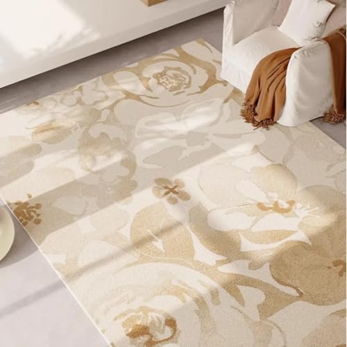 Tapis de salon floral beige doré 150x240cm abstrait - 5