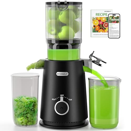Image of ECOSELF Juicer Machines Easy to Clean, with Wide Mouth & Large Feed Chute, Professional Cold Press Juicer For Whole Fruits & Vegetables, Self Feeding for Juice Extractor Machine, High Juice Yield