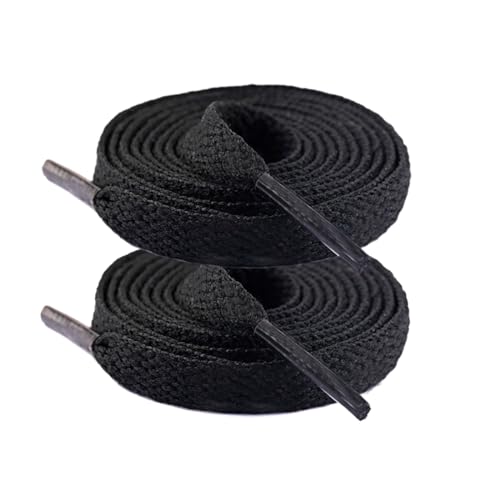 HappyStream 2 Paar 120 cm Länge Flache Schnürsenkel Schwarz, 8 mm Breite Schnürsenkel, Schuhbänder für Sneakers, Sportschuhe, Laufschuhe, Turnschuhe