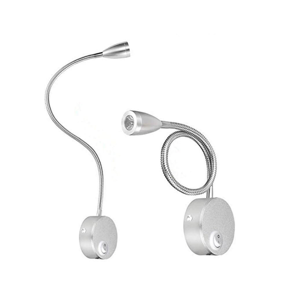 HOMSFOU Lampe De Chevet Led Flexible Col De Cygne 15.55In Applique Murale En Aluminium Argenté LumièRe Blanche Pour Lecture Confortable Et Veilleuse Chambre Moderne