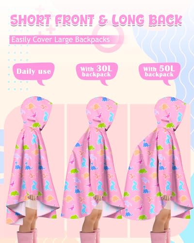 Image of OlyPegic Kids Rain Poncho with Hooded Reusable Waterproof Lightweight Ponchos Kids Boy Girl Raincoat Outwear