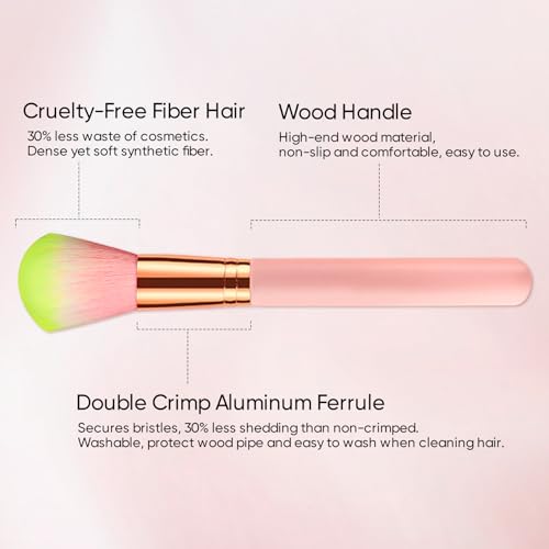 Nicesail Makeup Brushes Set 12 Pcs Pearlescent Wood Handle Premium Cruelty-Free Synthetic Fiber, Pink Make Up Brushes Kit Leather Organizer Case, Face Powder Brush Lip Brush Blush Concealer Contour