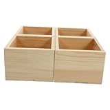 HOODANCOS 4 piezas Cajas de Madera Maciza sin Tapa para Almacenamiento de Joyas y Regalos de Unidades Diseño Retro para Anillos y Manualidades
