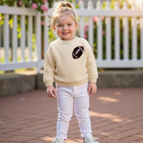 Toddler Baby Boy Girl Clothes Knit Sweater Football Embroidery Sweatshirt Long Sleeve Shirt Warm Fall Winter Outfits4