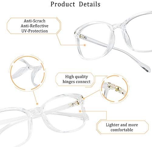 LifeArt Blue Light Blocking Glasses, Anti Eyestrain, Computer Reading Glasses for Women/Men, Anti Glare (Clear, +0.25 Magnification) - 2