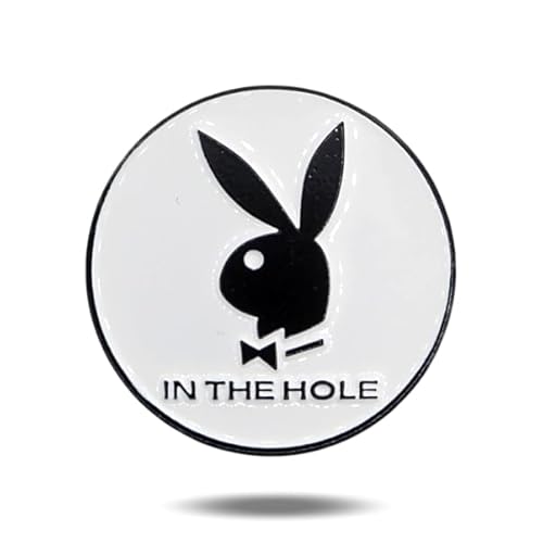The Birdie Lounge Play Bunny in The Hole Golf Ball Marker – Premium Enamel Golf Accessories – 1.25” x 2mm Golf Ball Marker – Custom Designed – for Personalizing Your Golf Game, White