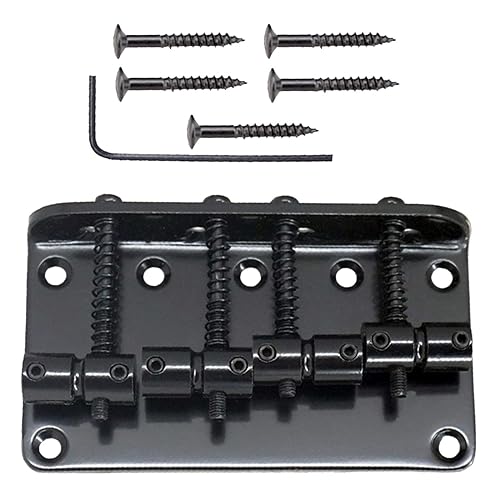4 Strings Bass Bridge Tailpiece Saddle Bridge Electric Guitar Plate Instrument For Electric Guitar(Black)