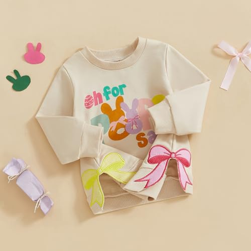 Easter Outfit for Baby Girls Boys Sweatshirts Bunny Print Crew Neck Long Sleeve Shirts BabyToddler Easter Clothes3