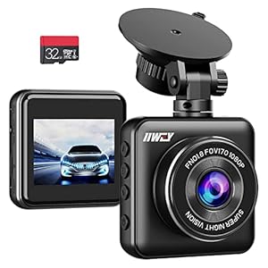 IIWEY Dash Cam Front 1080P Mini Size with 32GB SD Card, 2 Inch LCD Screen Small Hidden Car Dash Camera WDR Night Vision…