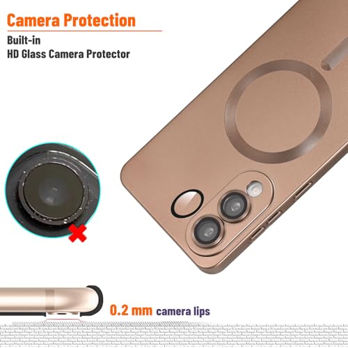 Image of Magnetic for Samsung Galaxy S25 Edge Case,Soft Silicone Slim Fit Anti-Scratch Phone Case Cover with Camera Protection,Compatible with MagSafe,Brown