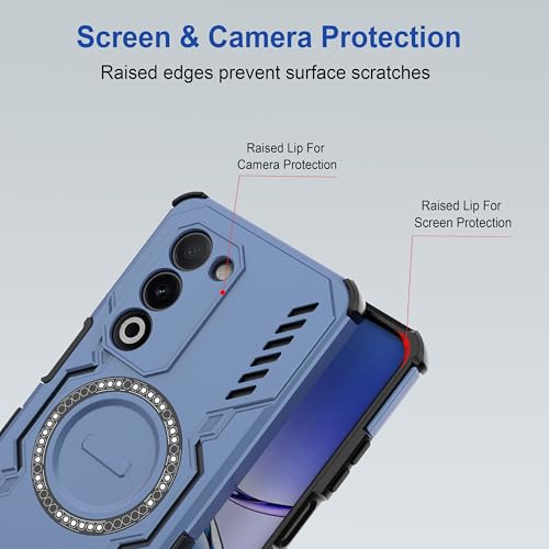 Image of Zapcase Back Case Cover for Oppo A5 5G | Magnetic Case with Built-in Metal Ring | Supports MagSafe Charger, Wallet & Car Mount | Shockproof Hybrid PC + TPU | Blue