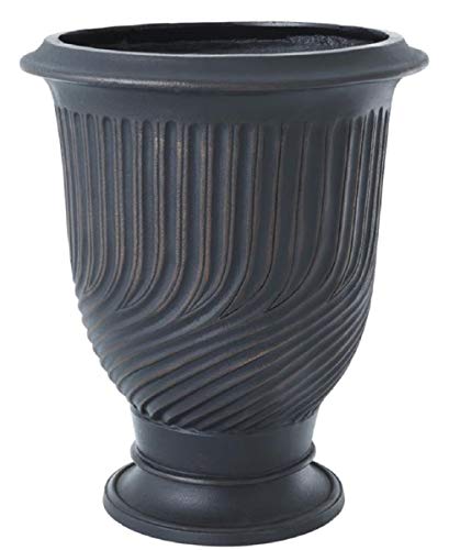 Casa Padrino Flowerpot Antique Bronze Ø 48 x H. 56 cm - Round Aluminum Plant Pot Quality