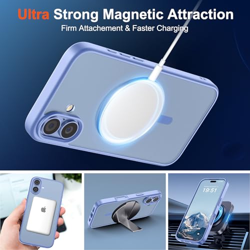 Image of SUPFINE Magnetic for iPhone 17 Case (Compatible with MagSafe)(Military Grade Drop Protection) Translucent Matte Shockproof with Anti-Fingerprint Phone Cover 2025,Blue Purple