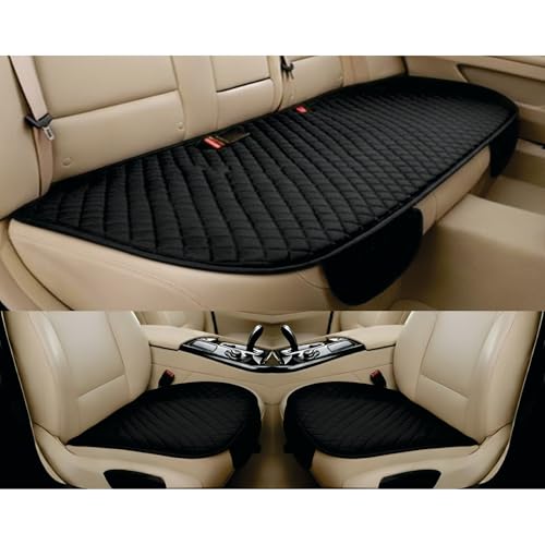 Image of AURAFRESH Car Seat Protector Cushions Cover, Airbag friendaly. (Black, 3PC Front& Rear SEAT)