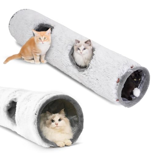 One PETS-TOP Tunnel Gatto Long, Tunnel per Gatto XXL, Giocattolo Interattivo per Interni in Morbido Peluche
