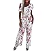 Tutine da donna UK Uscire da donna sciolto senza maniche stampa floreale pagliaccetti a vita alta tuta lunga da donna tute taglia 14, bianco, XXL